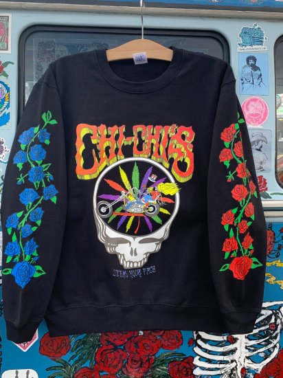 Hippie Biker in Shakedown Street Black Sweat Shirt