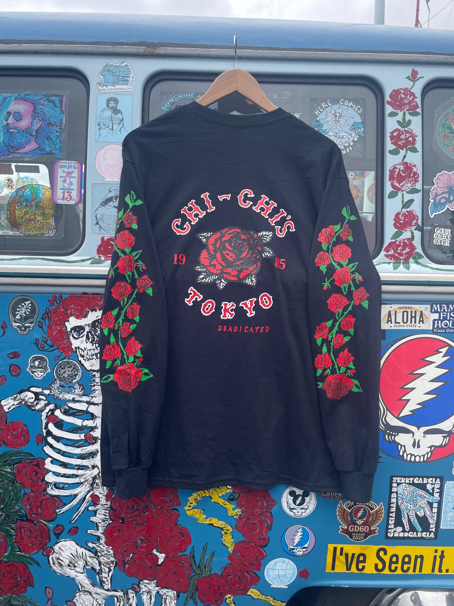 Skeleton Rose Black Long Sleeve T-Shirt