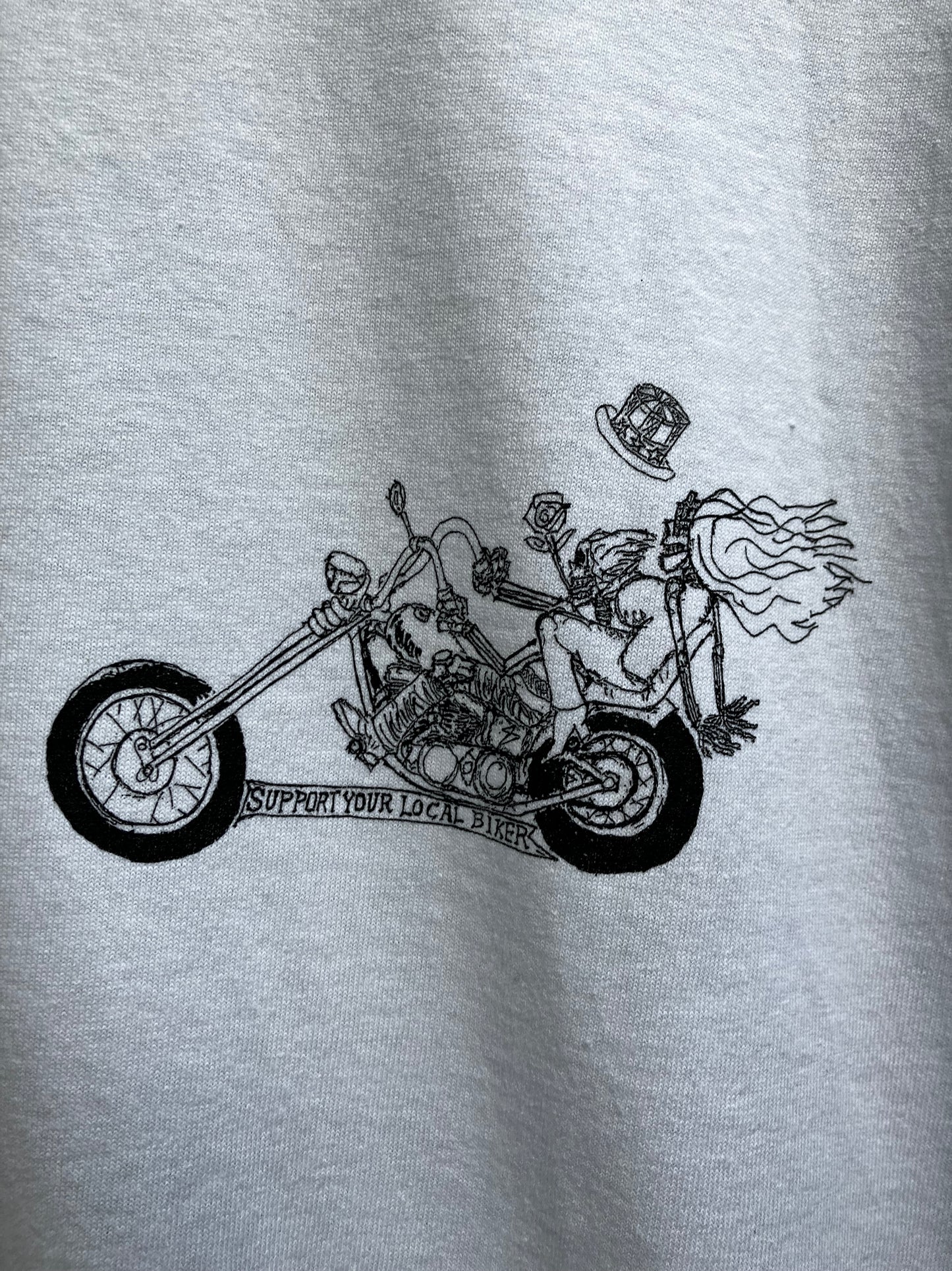 Hippie Biker in ShakedownStreet White T-Shirt