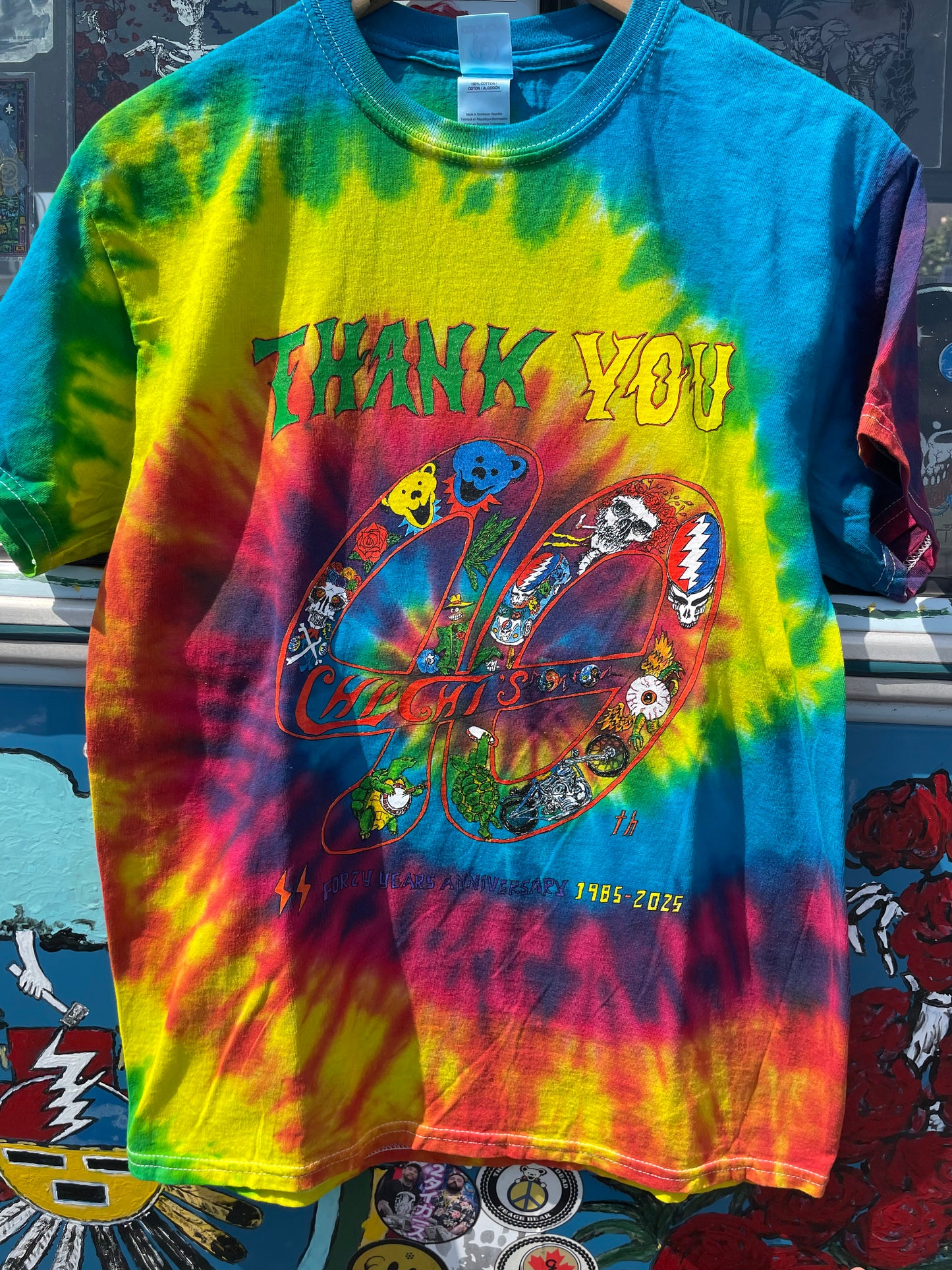 Thank you 40years Tie Dye T-Shirt (Rainbow Spiral)