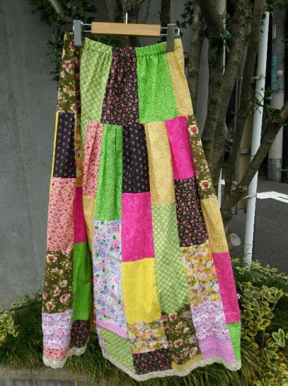 Cotton Carico Patch Work Long Skirt