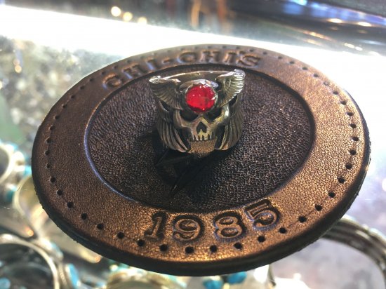 Silver Skull Skull Wing Ring With Small Wing Head