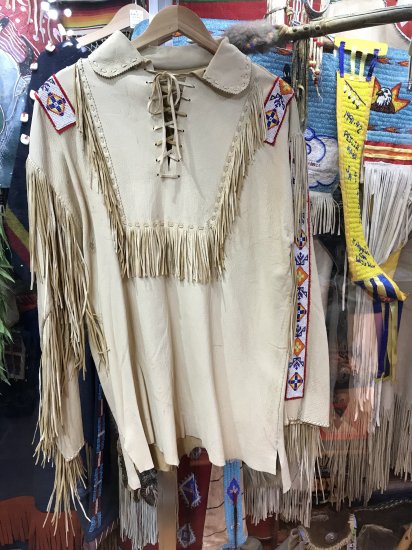 Deerskin fringe pullover jacket