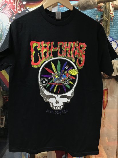 Hippie Biker in Shakedown Street Black T-Shirt