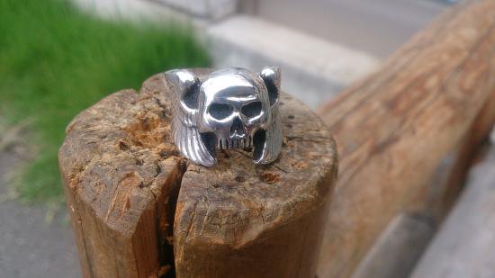 SILVER SKULL Skull Wing Ring