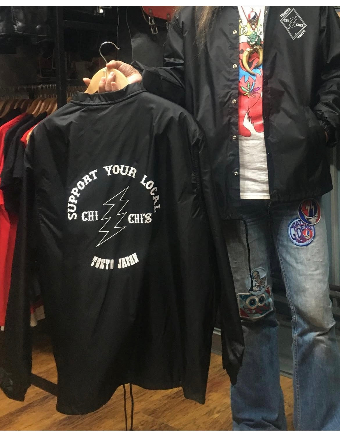 CHI-CHIS HIPPIE BIKER COACH JACKET BLACK
