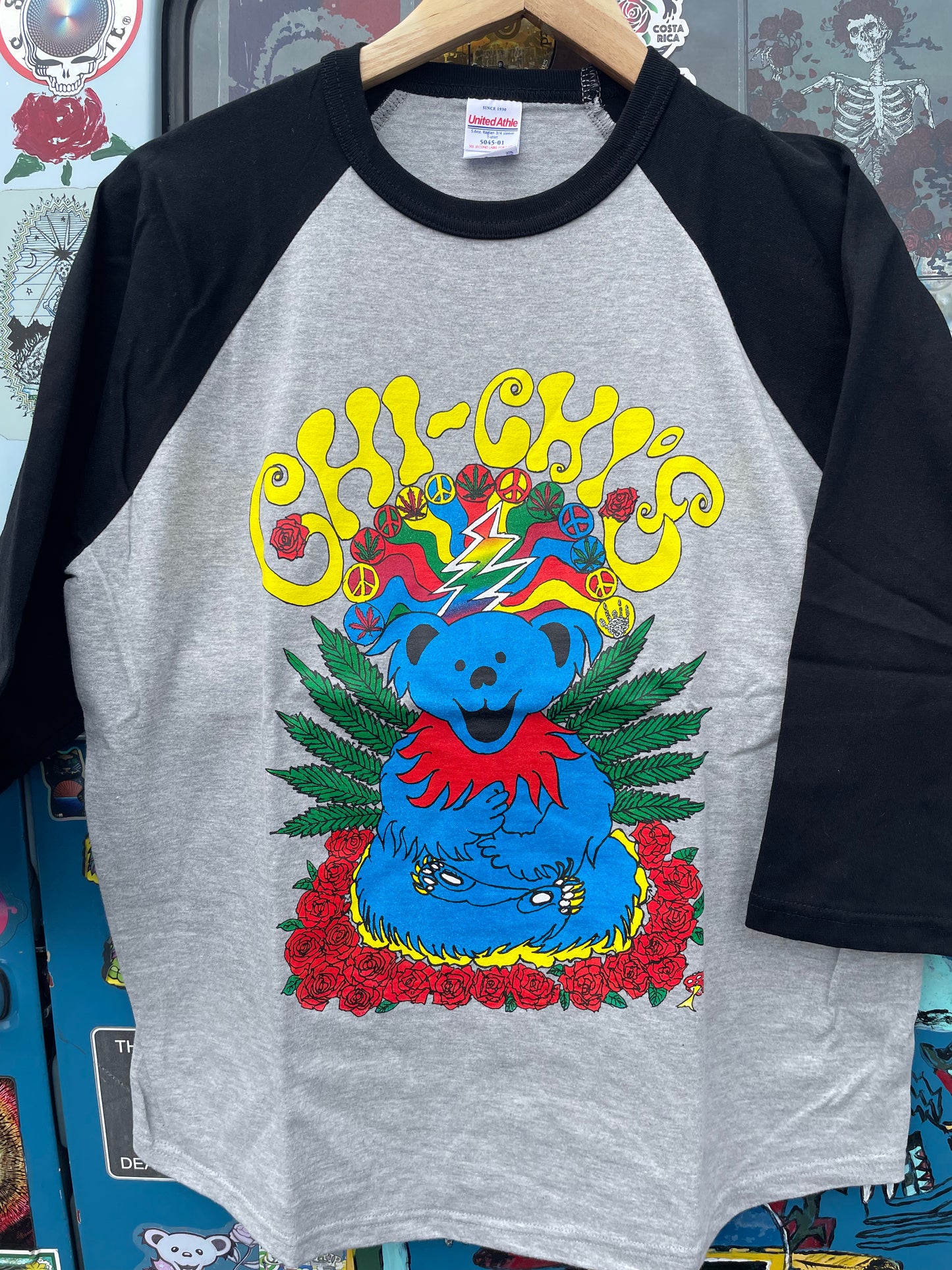 Happy Bear Baseball Shirt(灰×黒)