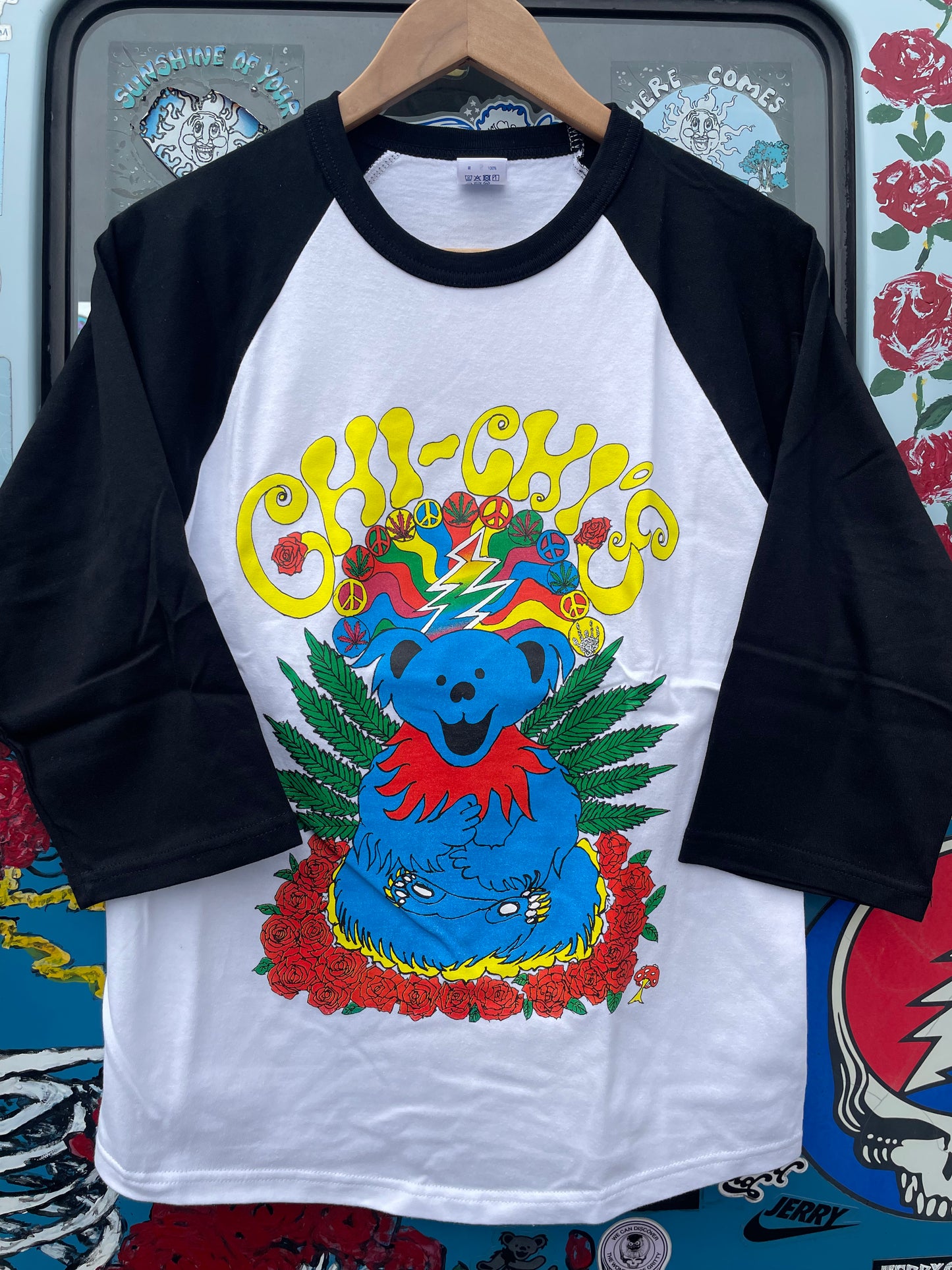 Happy Bear Baseball Shirt(白×黒)