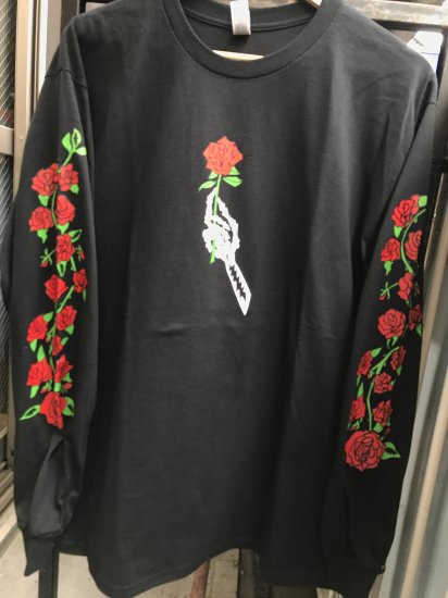 Skeleton Rose Black Long Sleeve T-Shirt